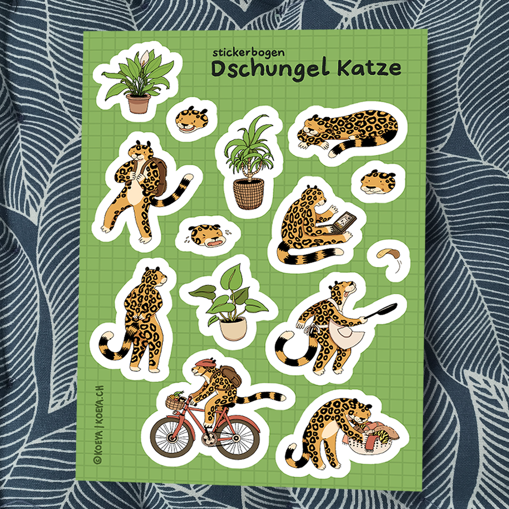 Yasmin König - Stickerset "Dschungel Katz" (5 Stück)