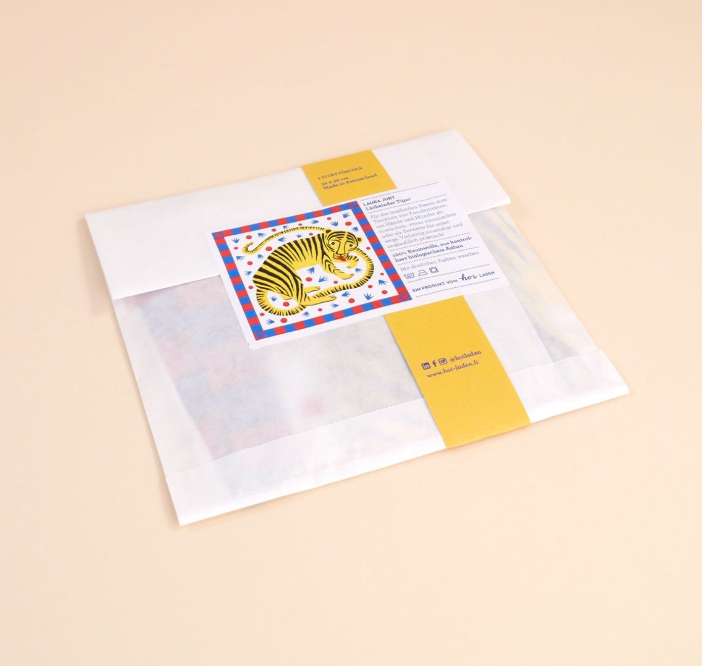 Hoi-Laden - Stofftüchlein "Lächelnder Tiger" (5 Stück)