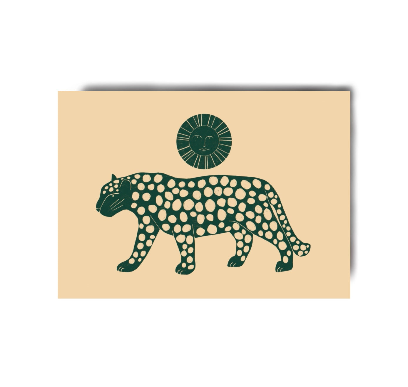 Karin Lena Schmid - Postkarte "Jaguar mit Sonne" (5 Stück)
