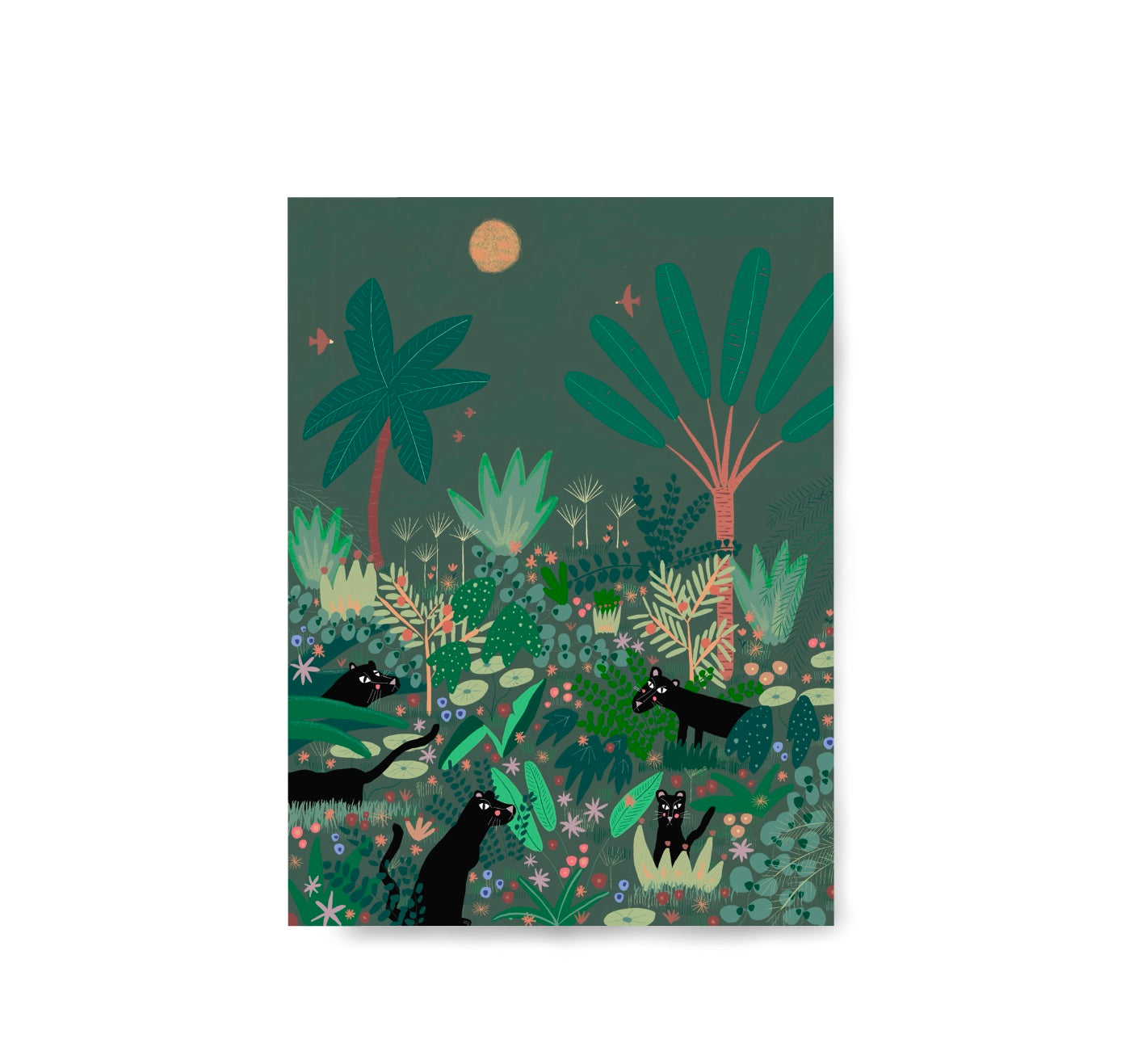 Karin Lena Schmid - Postkarte "Panther im Dschungel" (5 Stück)