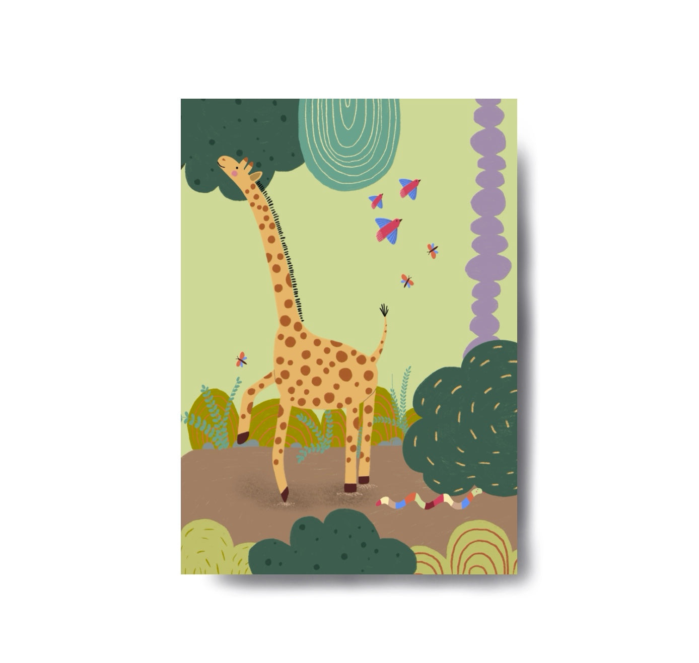 Karin Lena Schmid - Postkarte "Giraffe auf Zehenspitzen" (5 Stück)