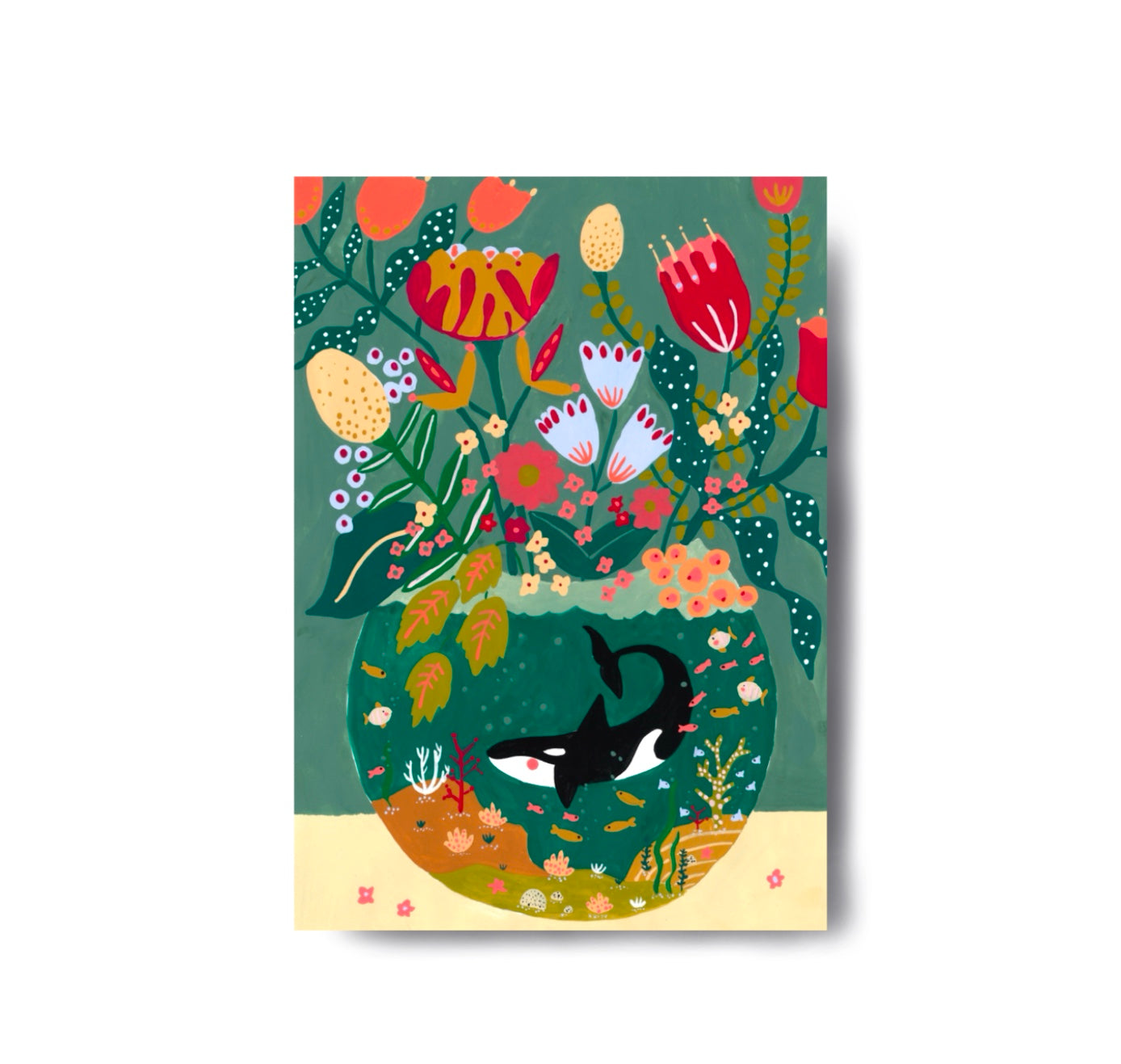 Karin Lena Schmid - Postkarte "Orca in Vase" (5 Stück)