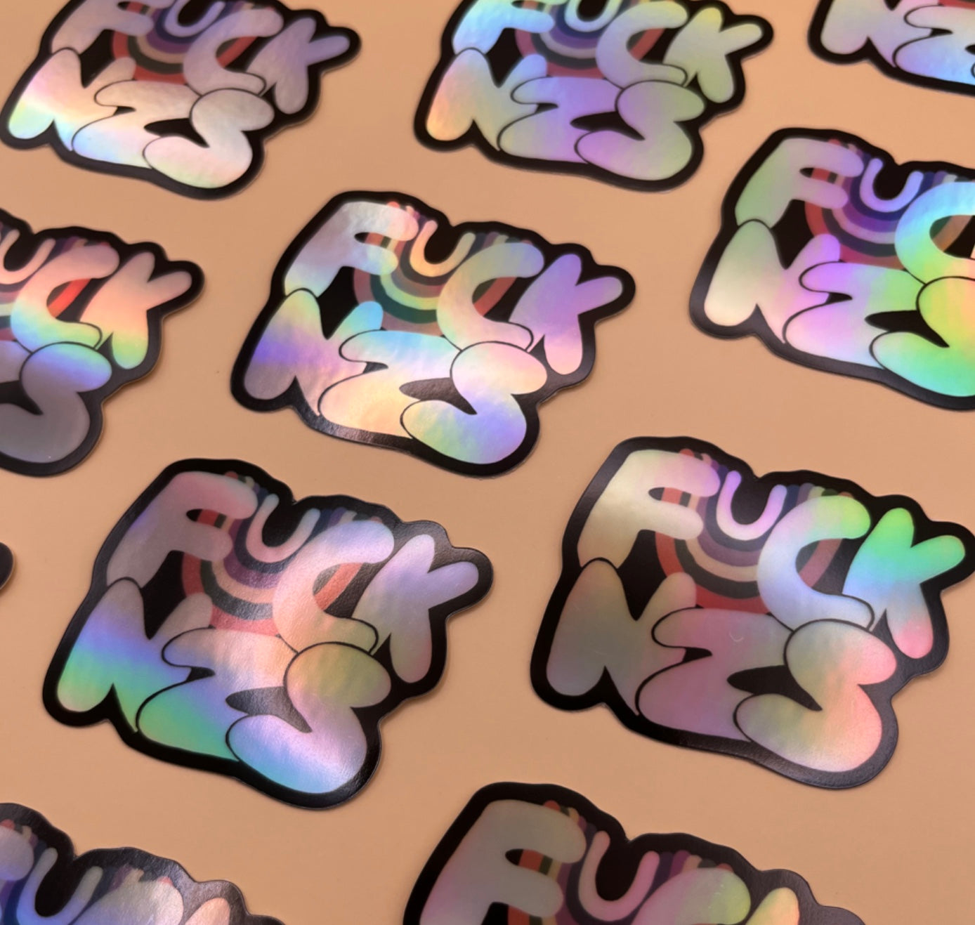 Karin Lena Schmid - Holografischer Sticker ‚FCK NZS‘ (5 Stück)