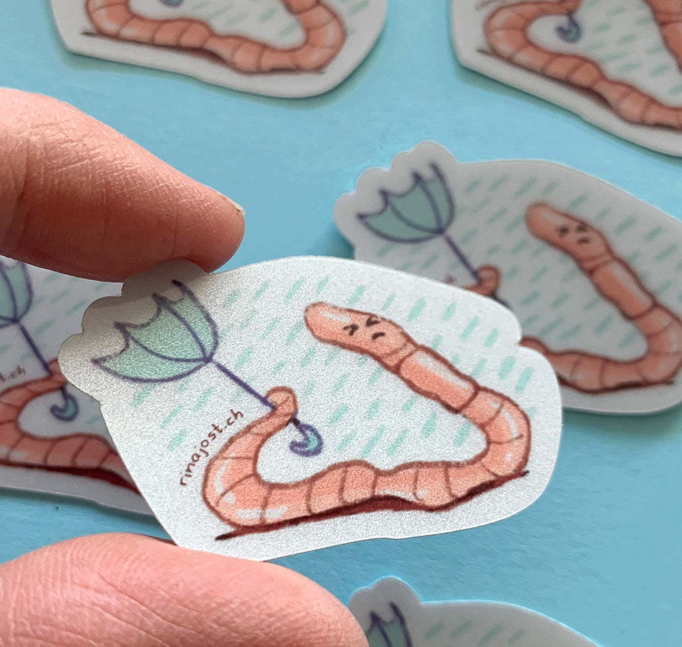 Rina Jost - reflektierender Sticker "Wurm" (10 Stück)