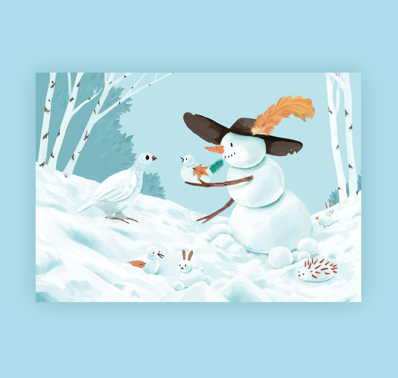 Yasmin König - Grusskarte "Schneetiere" (10 Stück)