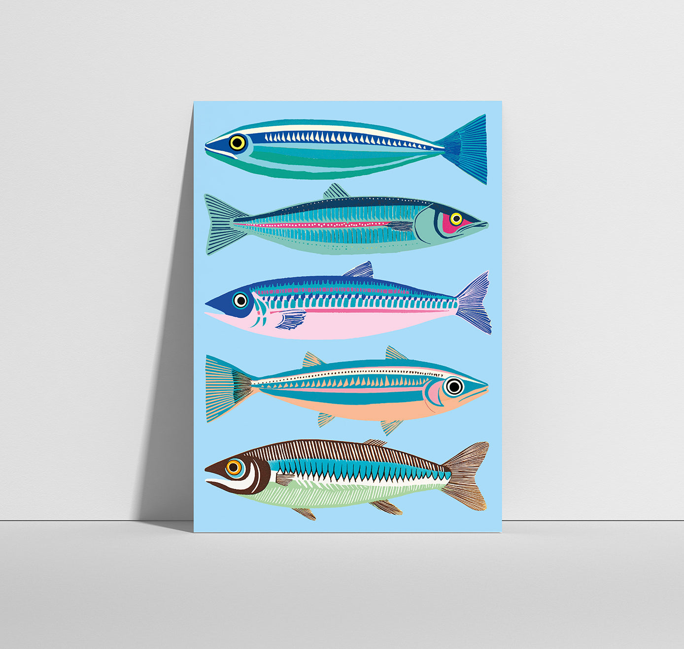 Anna-Lisa Schneeberger - Postkarte "Fische" (blau) (5 Stück)