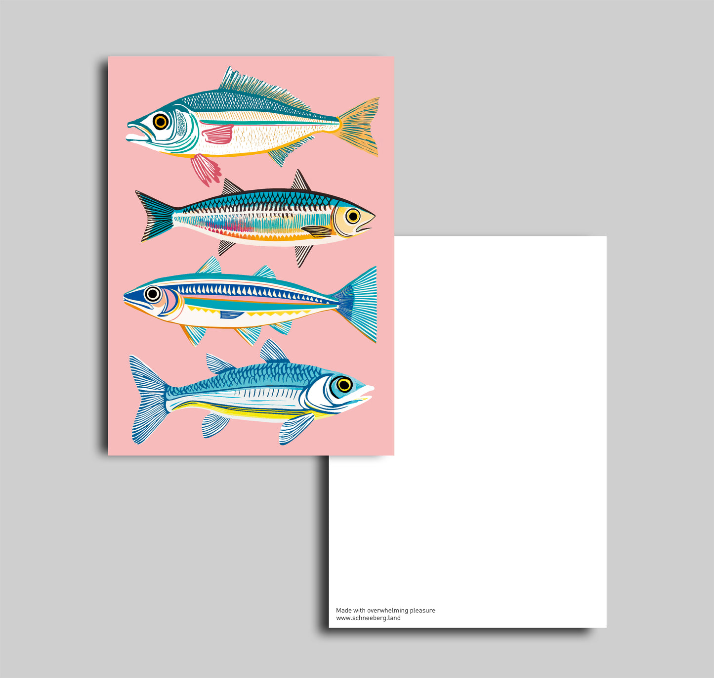 Anna-Lisa Schneeberger - Postkarte "Fische" (rosa) (5 Stück)