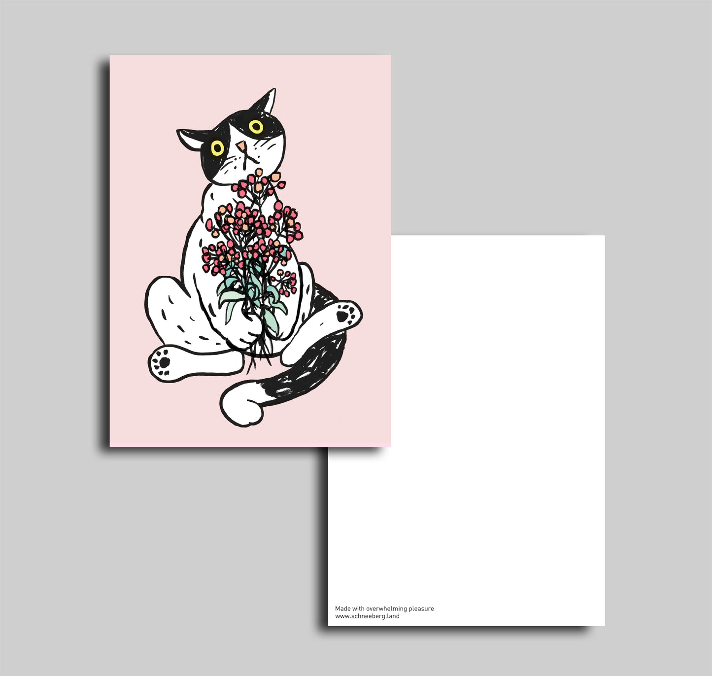 Anna-Lisa Schneeberger - Postkarte "Büsi mit Blumen" (5 Stück)