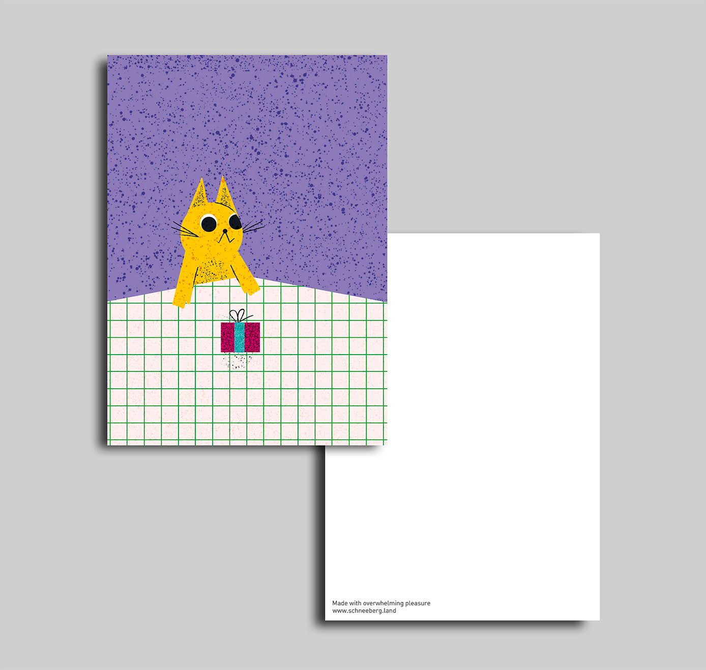 Anna-Lisa Schneeberger - Postkarte "Büsi mit Geschenk" (5 Stück)