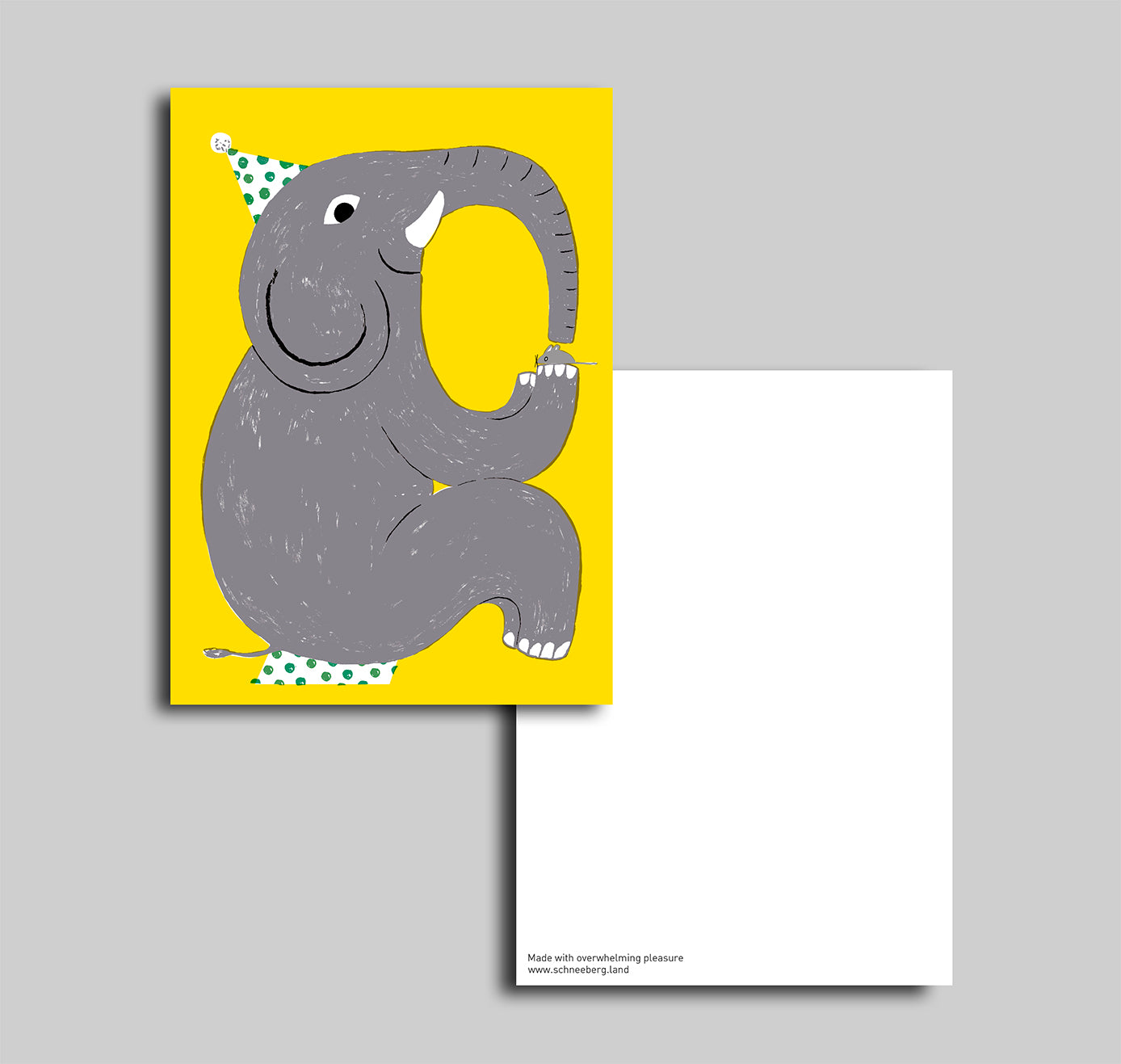 Anna-Lisa Schneeberger - Postkarte "Elefant mit Maus" (5 Stück)
