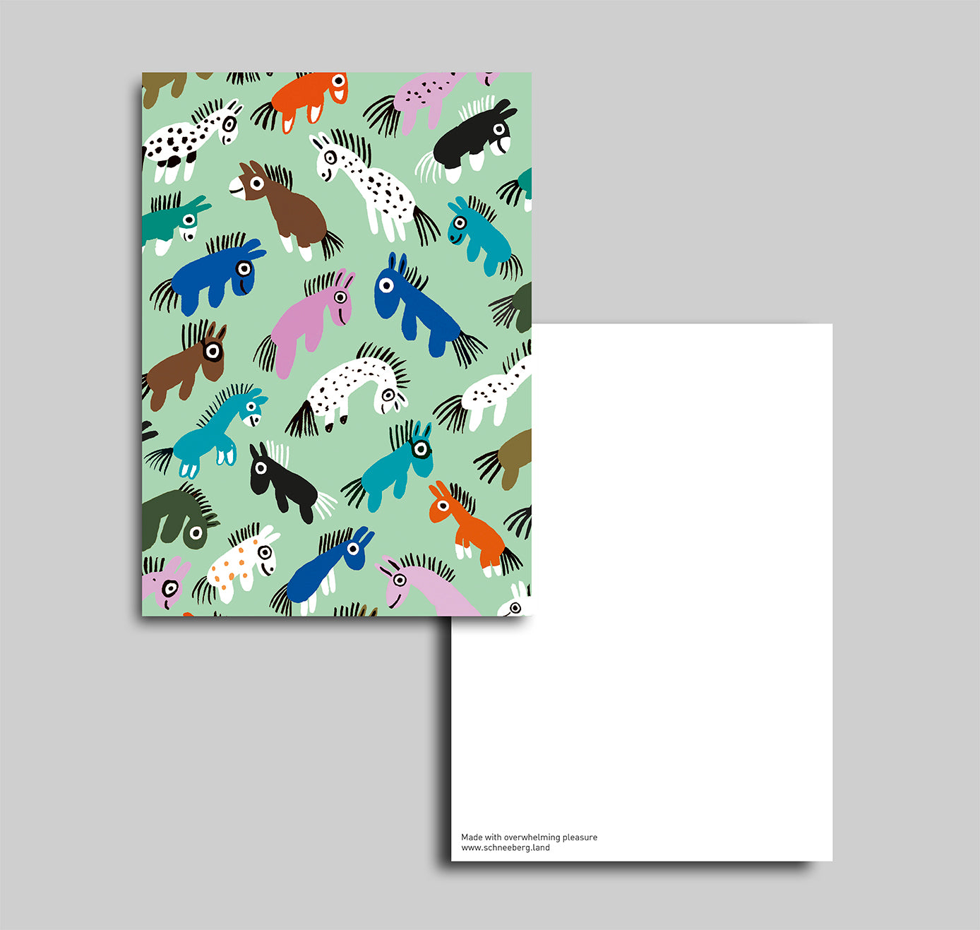Anna-Lisa Schneeberger - Postkarte "Ponies" grün (5 Stück)