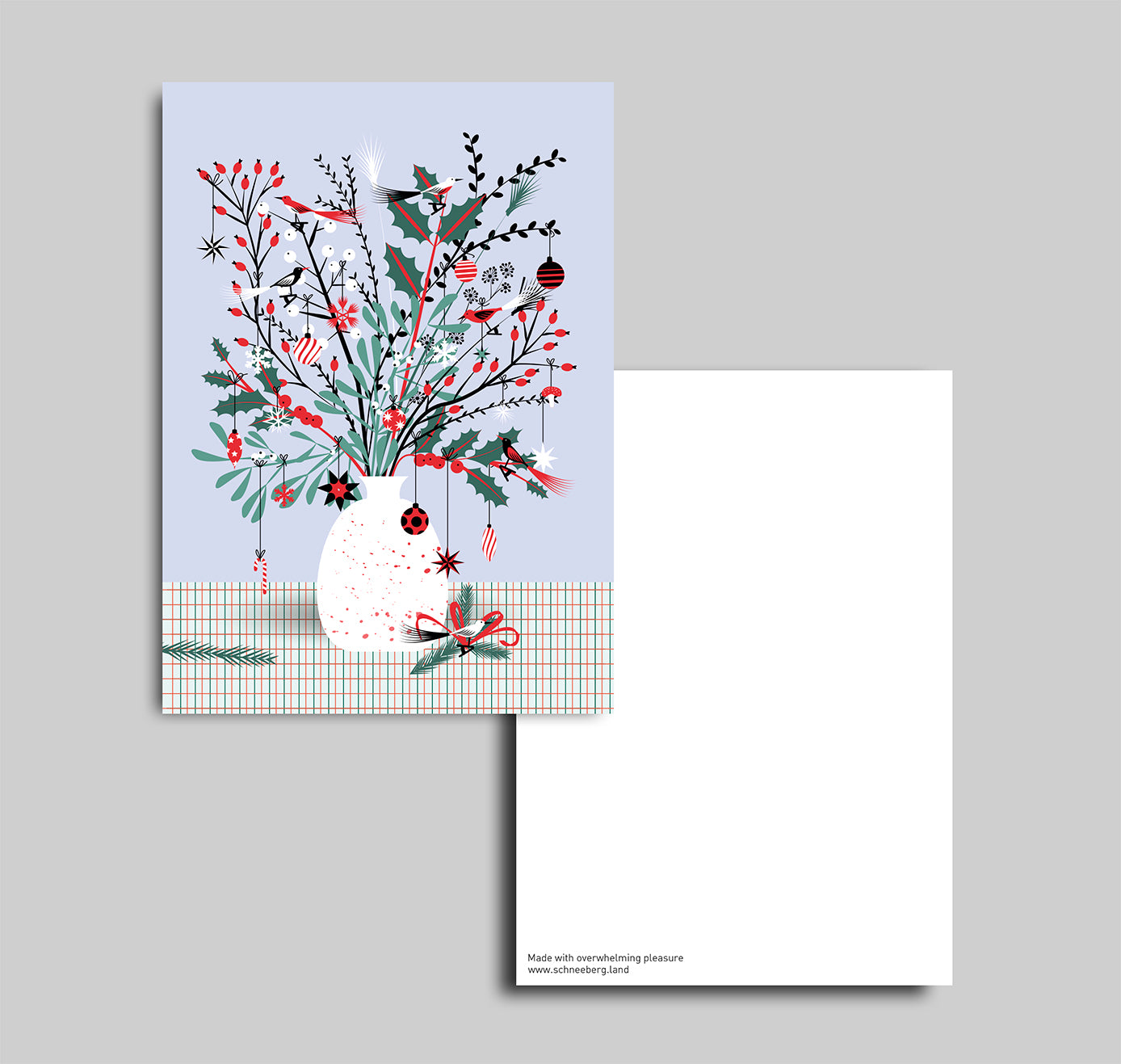 Anna-Lisa Schneeberger - Postkarte "Weihnachtsstrauss blau" (5 Stück)