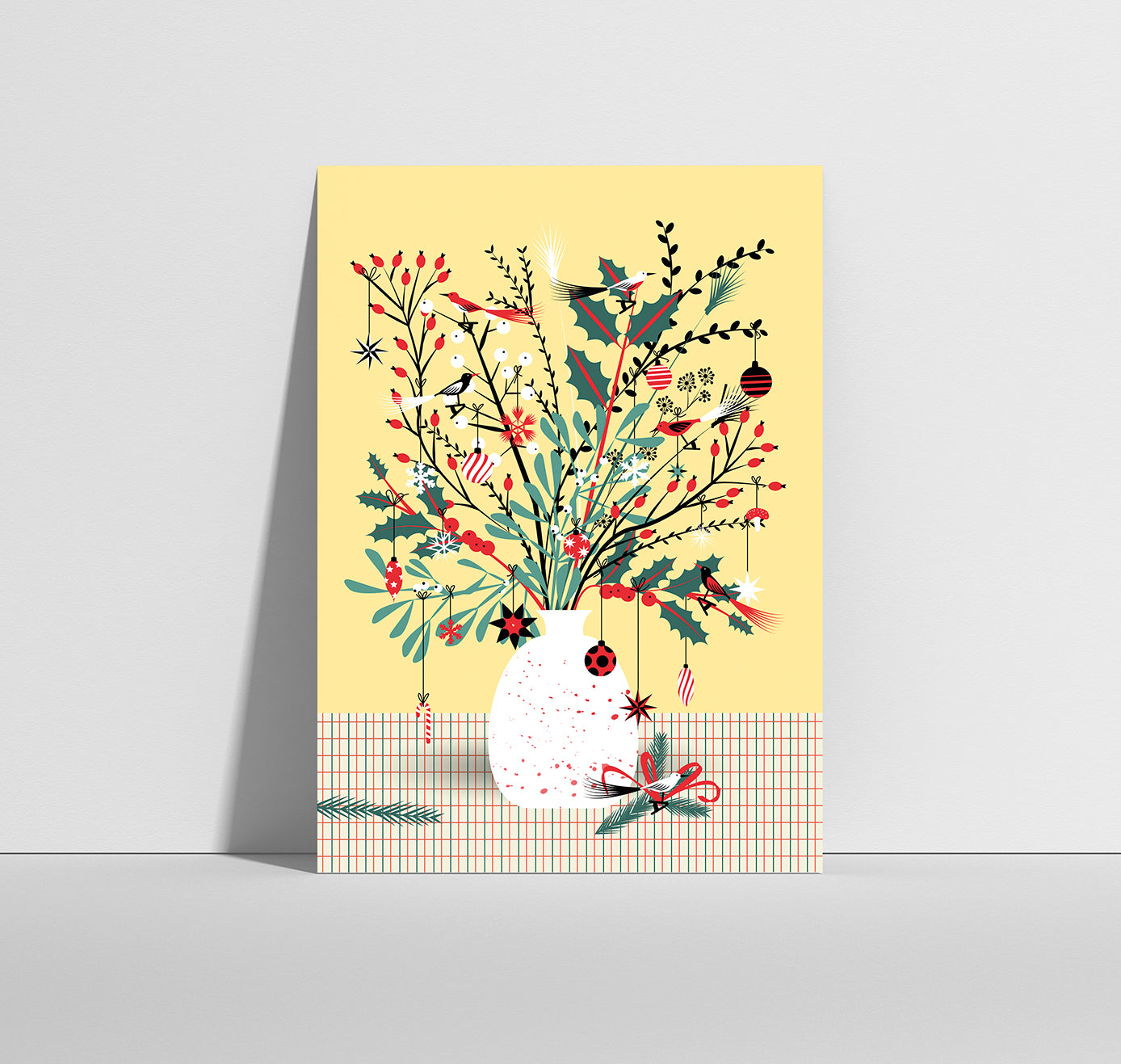 Anna-Lisa Schneeberger - Postkarte "Weihnachtsstrauss gelb" (5 Stück)