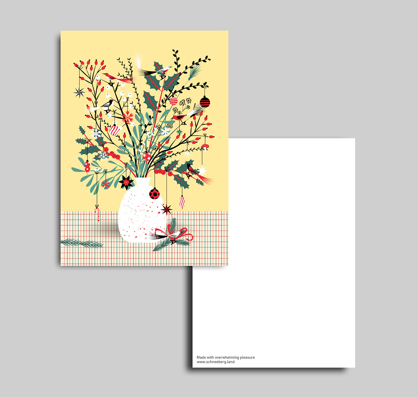 Anna-Lisa Schneeberger - Postkarte "Weihnachtsstrauss gelb" (5 Stück)