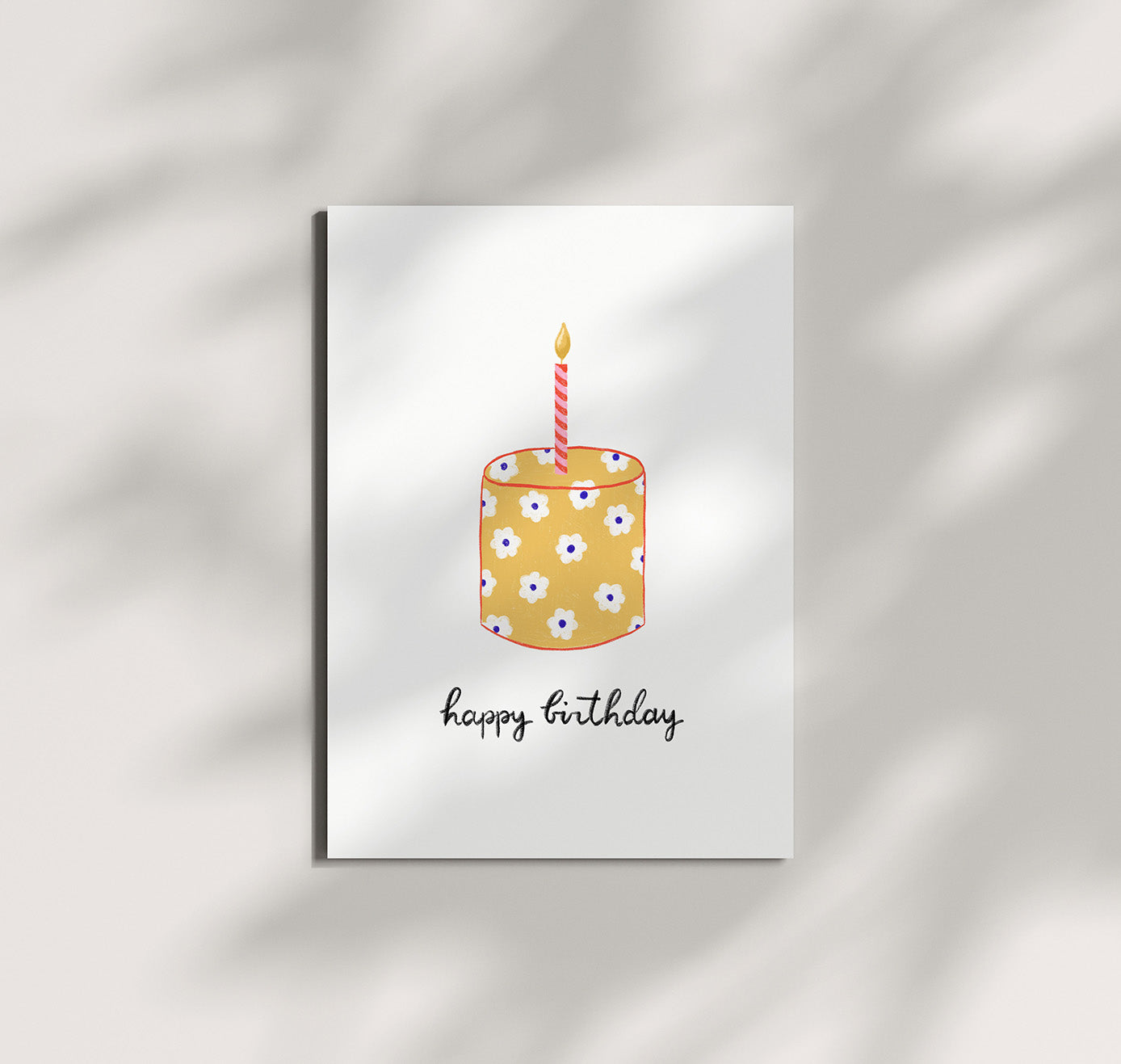 Pomba - Postkarte "birthday cake floral yellow" (10 Stück)