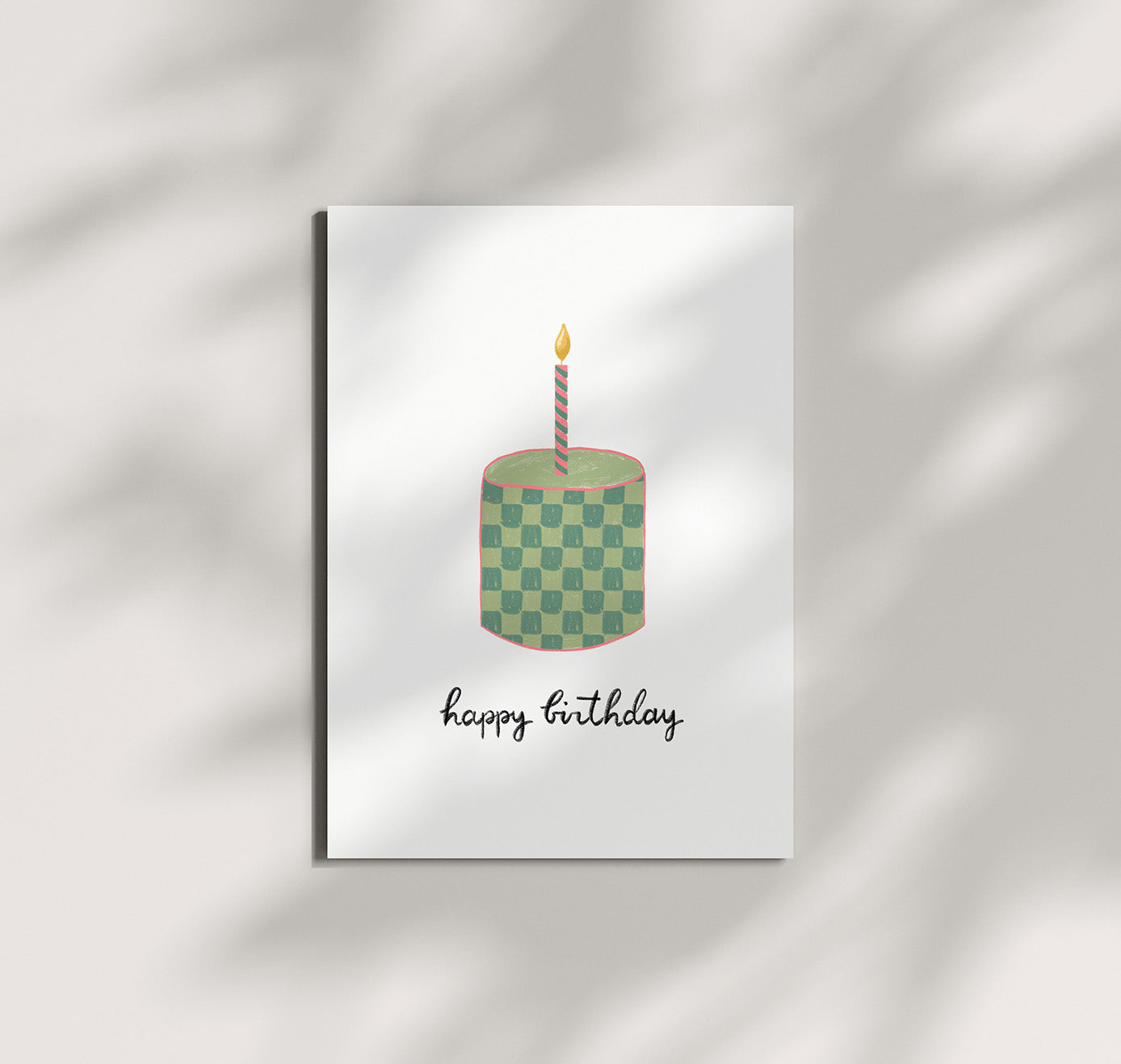 Pomba - Grusskarte "birthday cake grün kariert" (5 Stück)