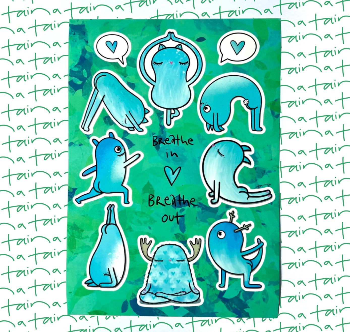 Taina - Stickerbogen "Yoga / breathe in - breathe out" (5 Stück)