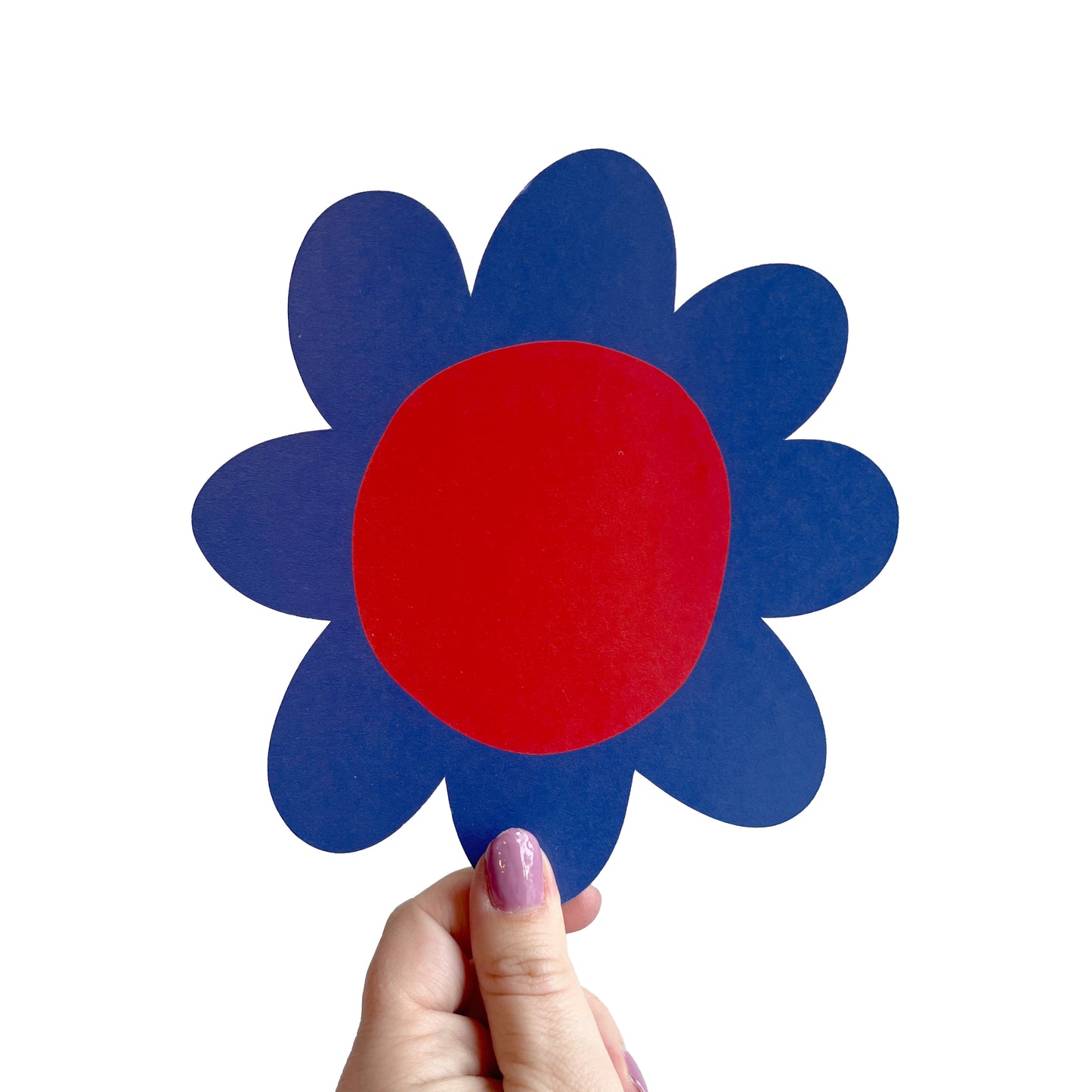 Jolanda Epprecht - Postkarte „Blume Blau Rot“ mit Konturschnitt (5 Stück)