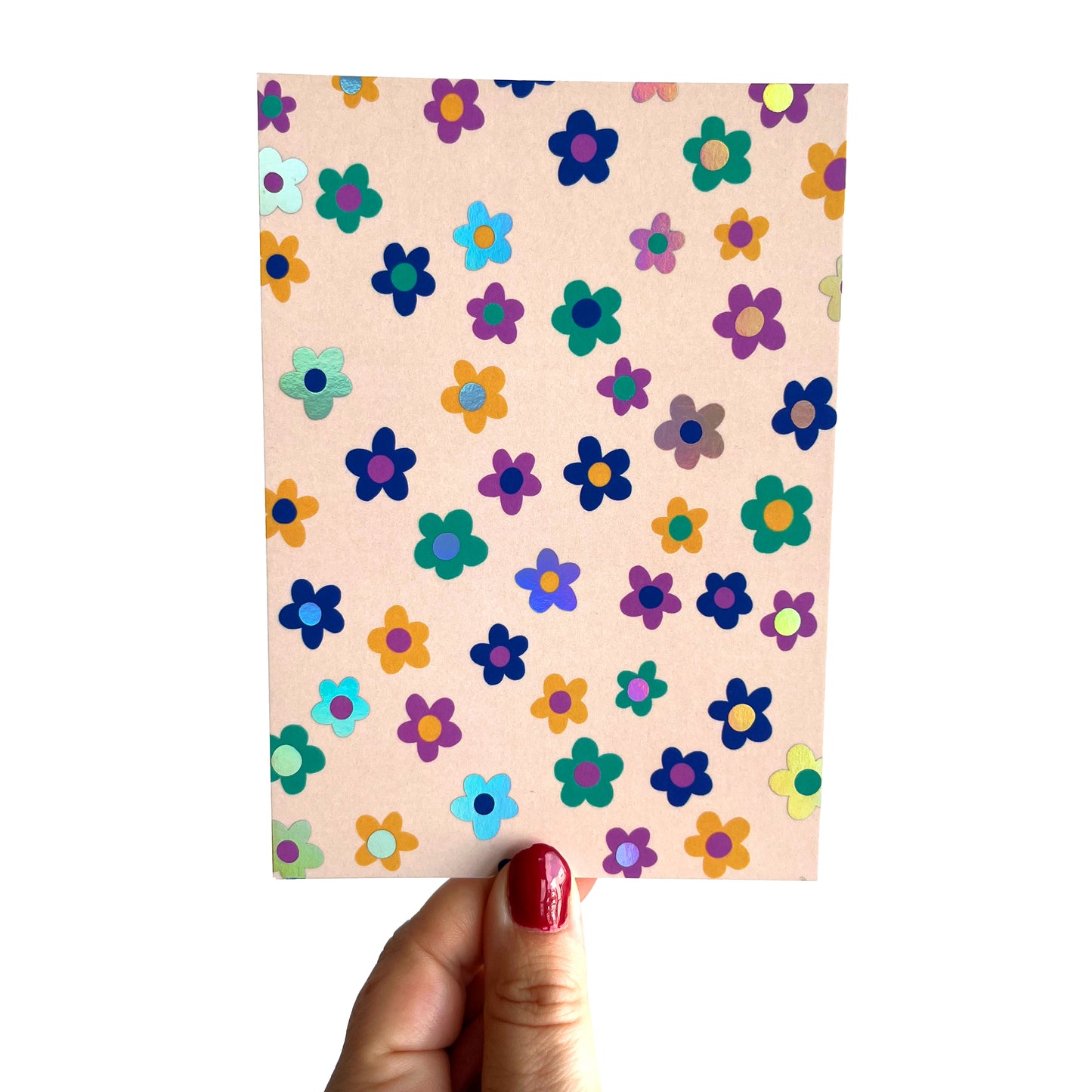 Jolanda Epprecht - Postkarte "Blümchen mit Holofolie" (5 Stück)