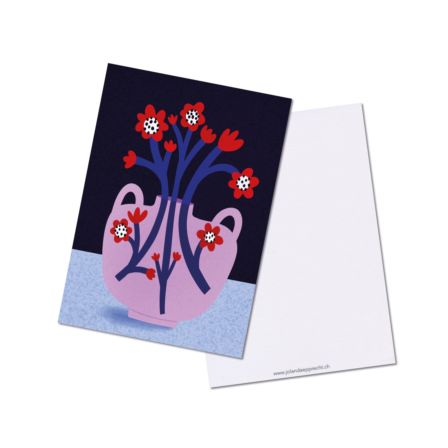 Jolanda Epprecht - Postkarte "Rosa Vase" (5 Stück)