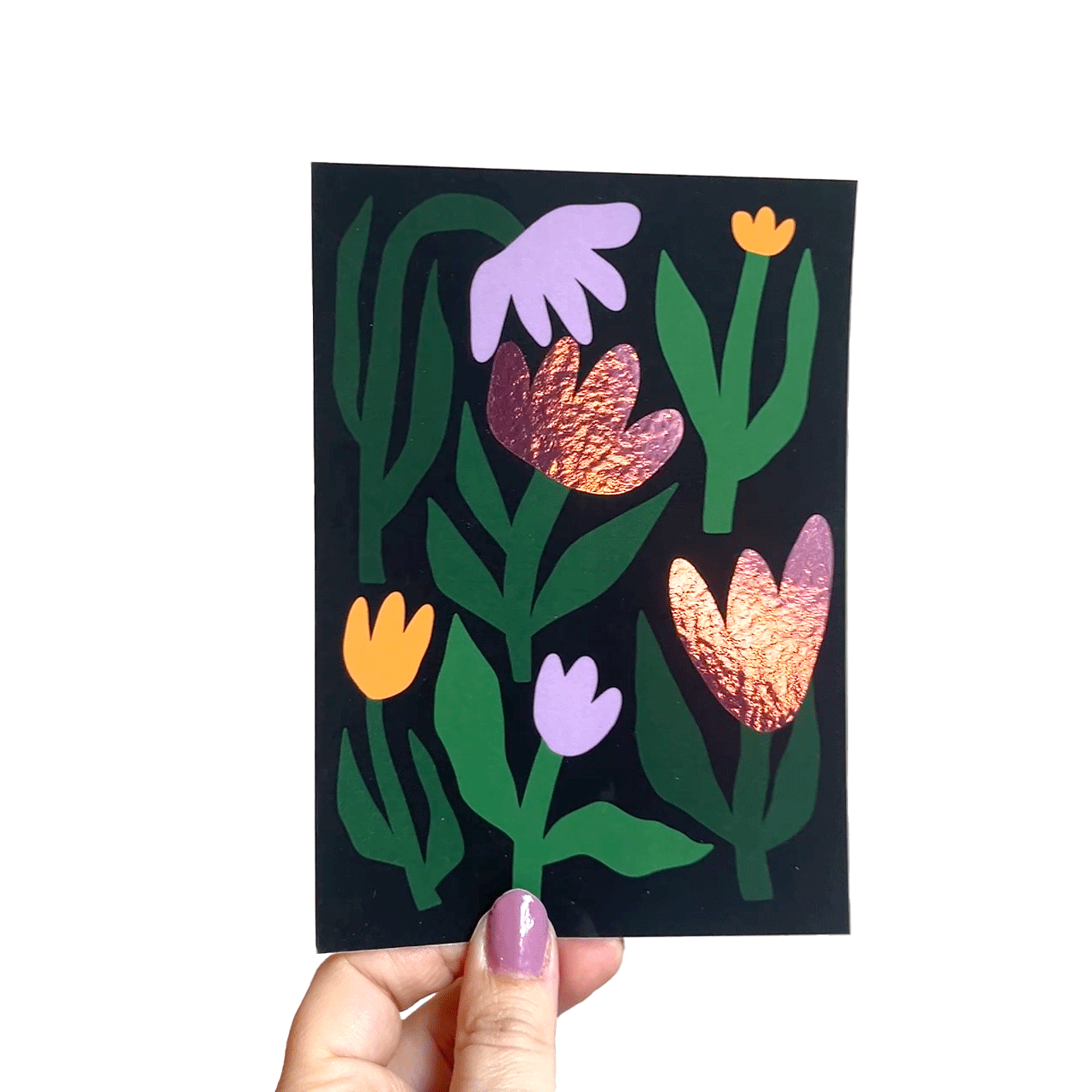 Jolanda Epprecht - Postkarte "Tulpen auf Schwarz" (5 Stück)
