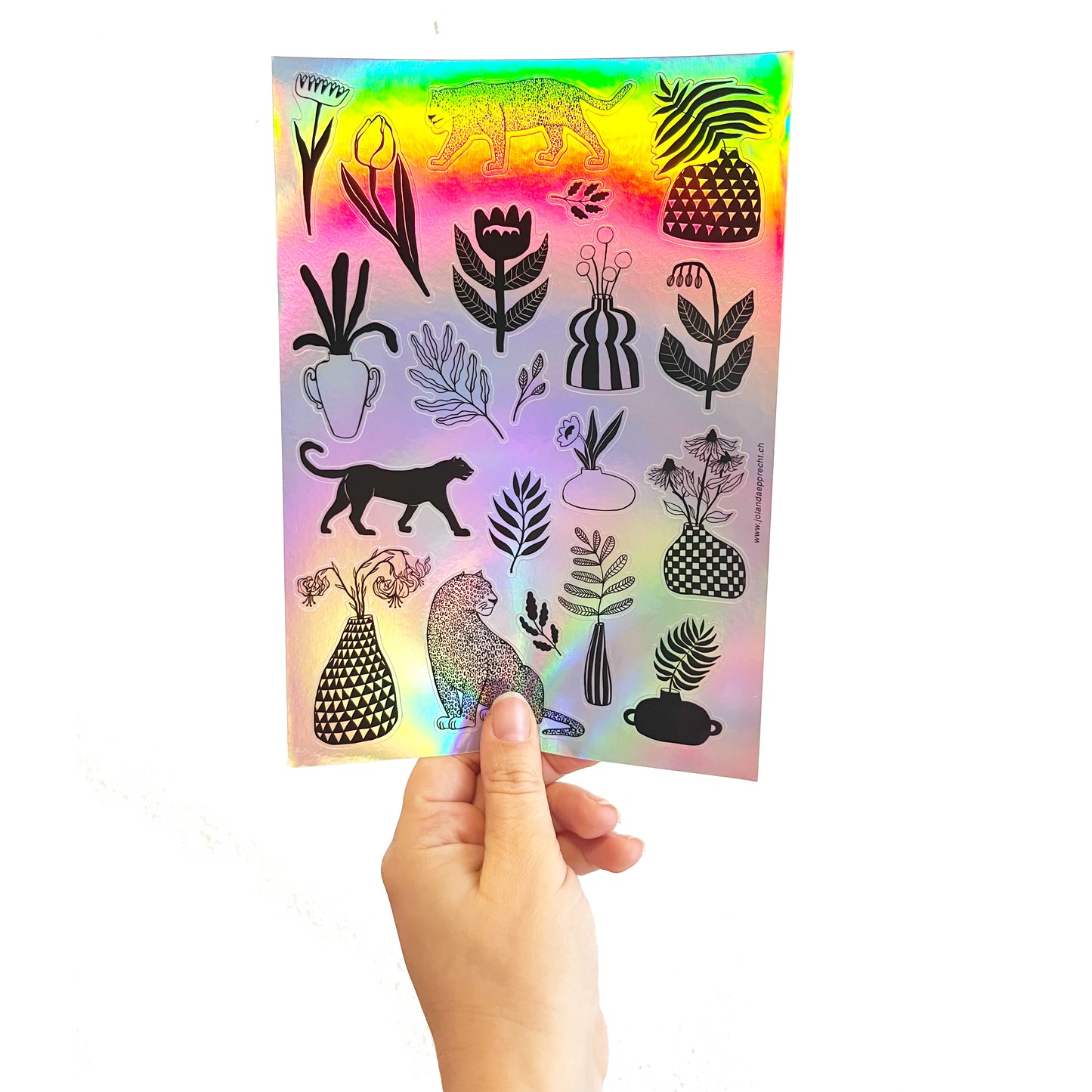 Jolanda Epprecht - Holografische Sticker "Katzen & Blumen" (5 Stück)