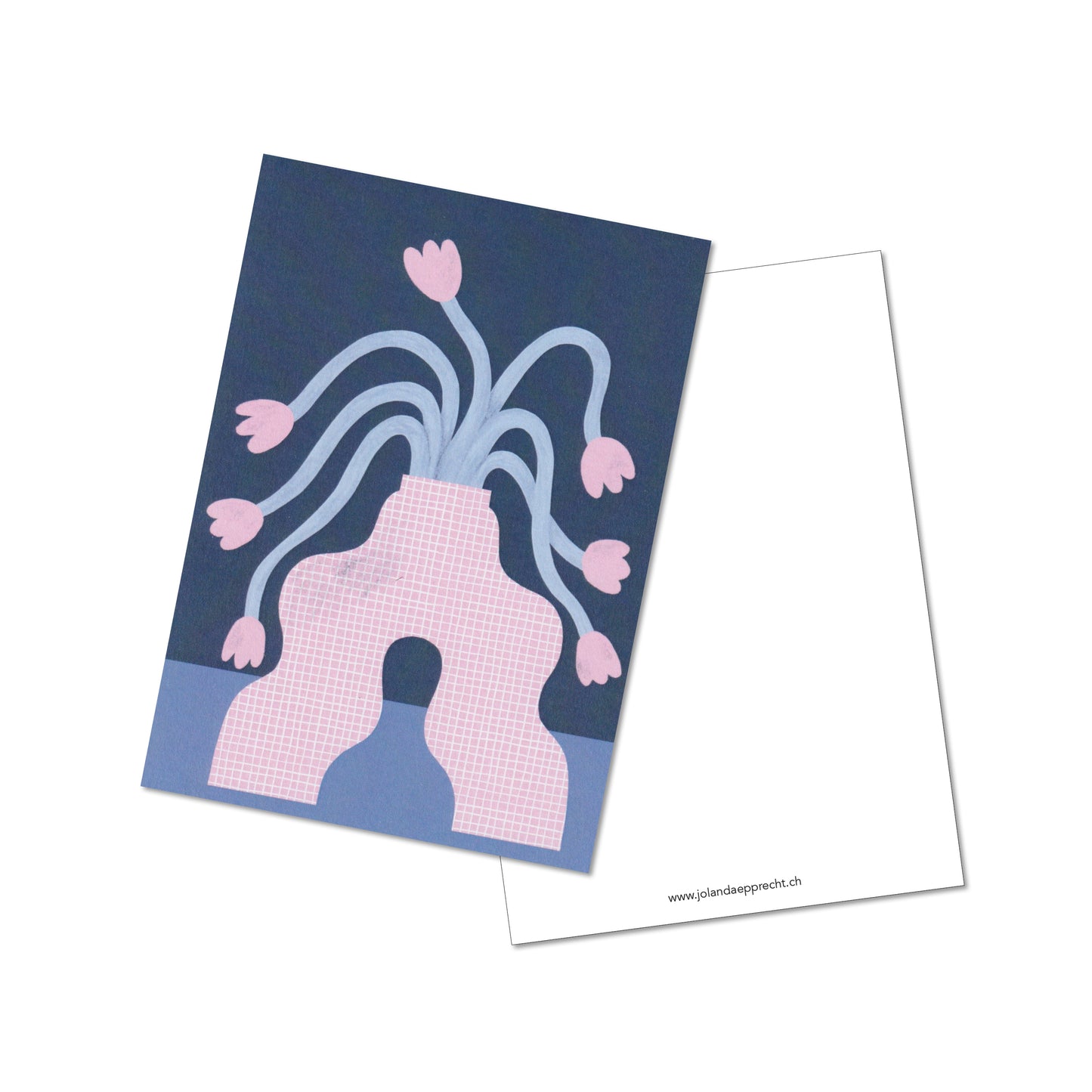 Jolanda Epprecht - Postkarte "Vase Blau Rosa" (5 Stück)