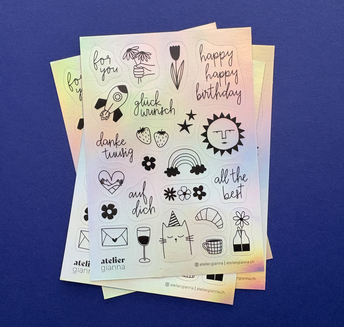 atelier gianna - Stickerbogen "Kleine Grüsse" (5 Stück)