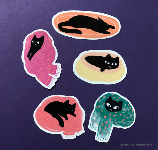 Yasmin König - Vinyl Sticker Set  "Cozy Cats" (5 Stück)