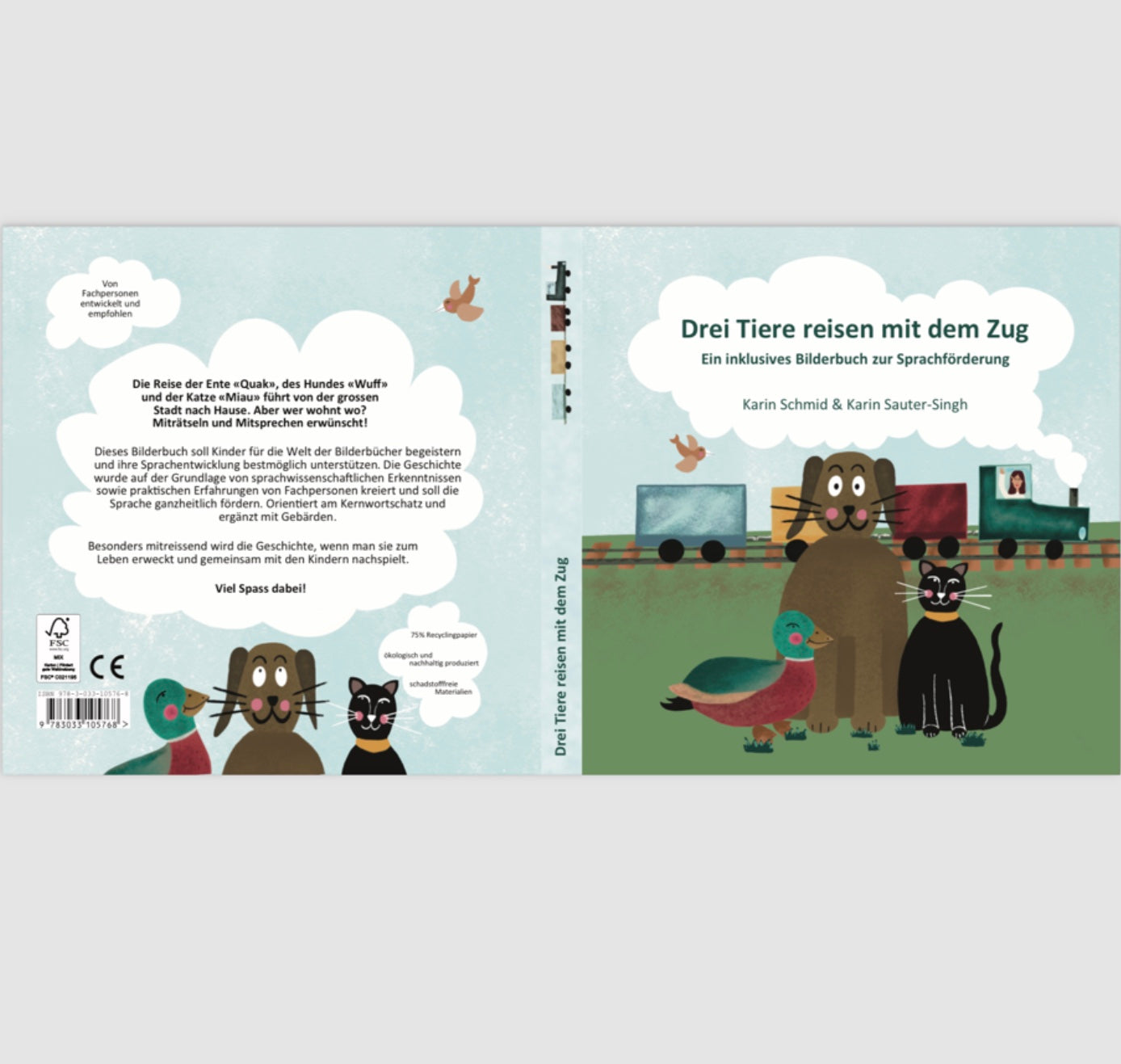 Karin Lena Schmid - Pappbilderbuch "Drei Tiere reisen mit dem Zug" (5 Stück)