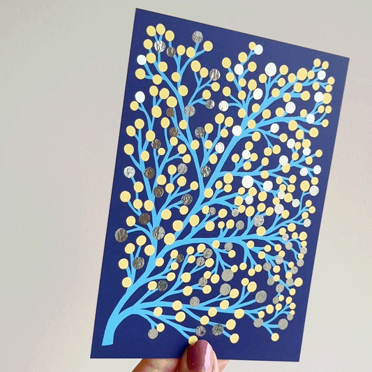 Jolanda Epprecht - Postkarte "Beere Blau" (Silber) (5 Stück)