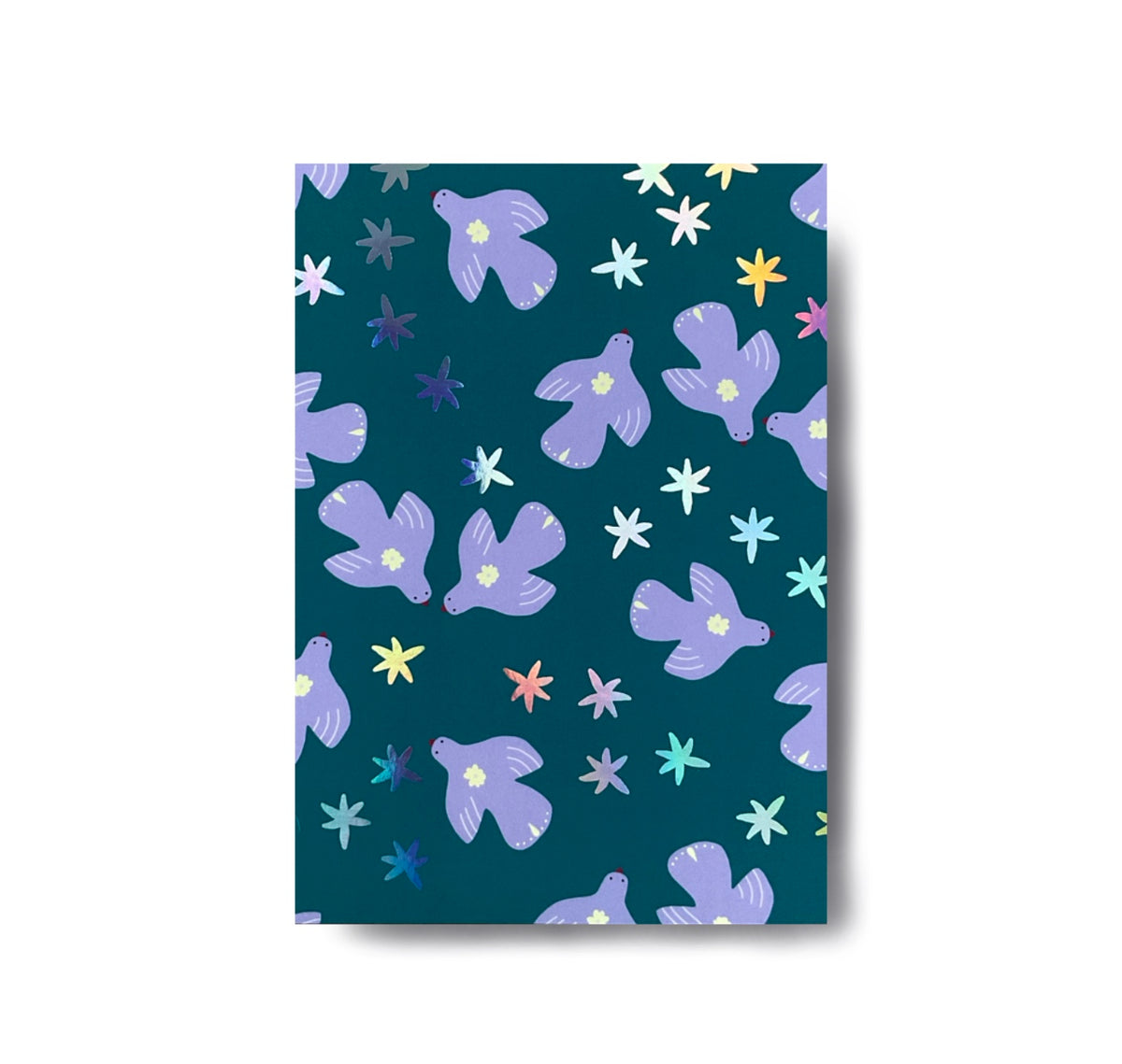 Karin Lena Schmid - Postkarte "Lila Vögel mit Holofolie" (5 Stück)