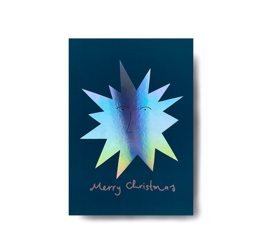 Karin Lena Schmid - Postkarte "Merry Christmas Stern mit Holofolie" (5 Stück)