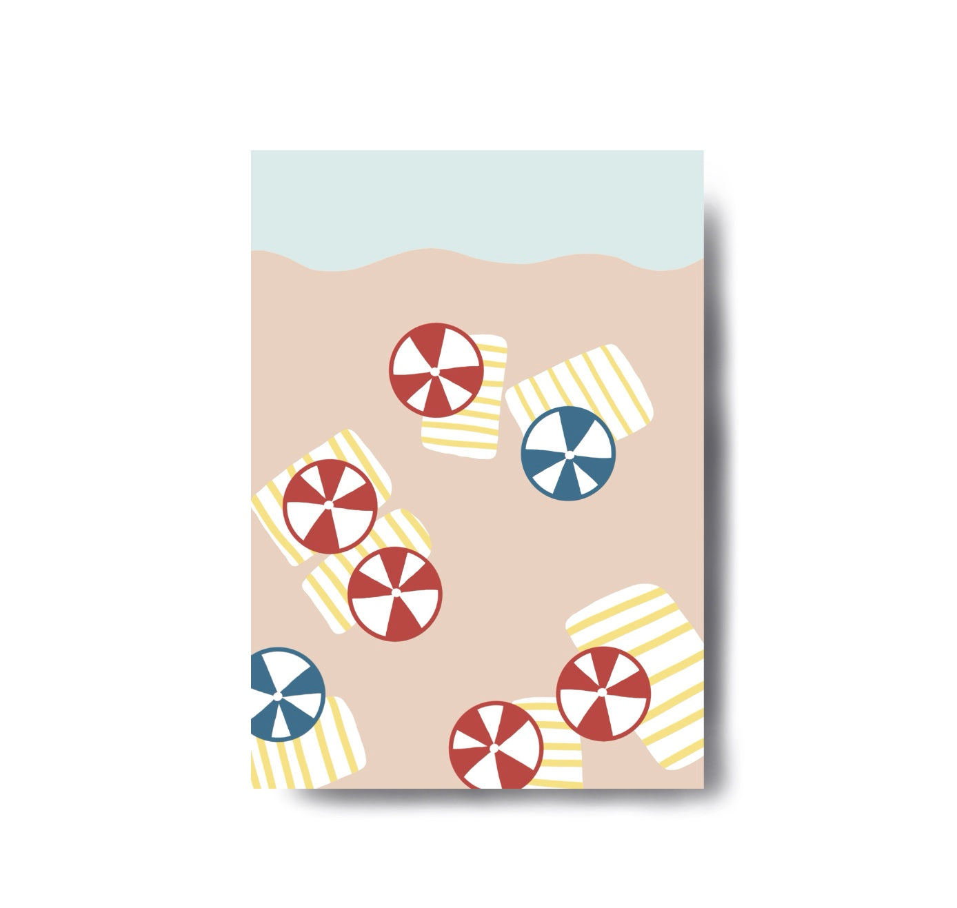 Karin Lena Schmid - Postkarte "Sonnenschirme am Strand" (5 Stück)