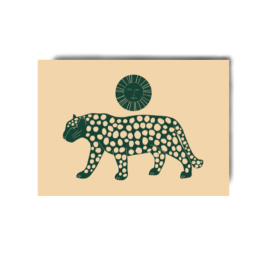 Karin Lena Schmid - Postkarte "Jaguar mit Sonne" (5 Stück)