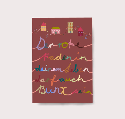 Karin Lena Schmid - Postkarte "Der bunte Faden" (5 Stück)