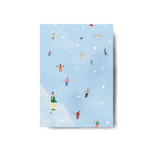 Karin Lena Schmid - Postkarte "Skifahren" (5 Stück)