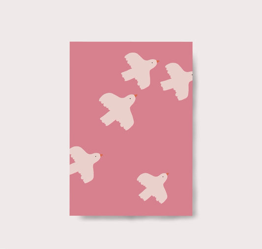 Karin Lena Schmid - Postkarte "Rosa Vogel" (5 Stück)