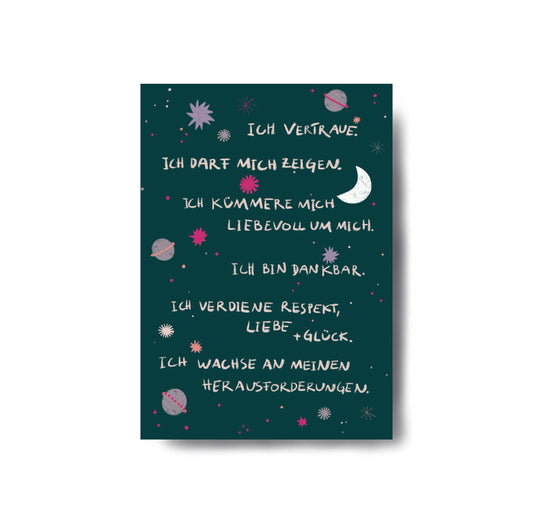 Karin Lena Schmid - Postkarte "Affirmationen (grün)" (5 Stück)
