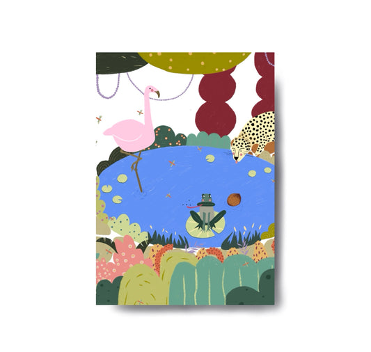 Karin Lena Schmid - Postkarte "Am Dschungelteich" (5 Stück)
