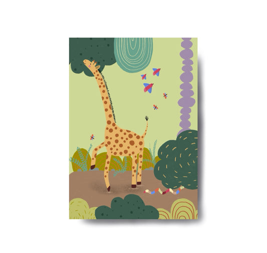 Karin Lena Schmid - Postkarte "Giraffe auf Zehenspitzen" (5 Stück)