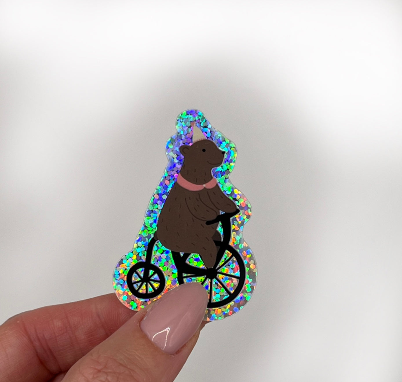 Karin Lena Schmid - Sticker "Partybär auf Rad" (5 Stück)