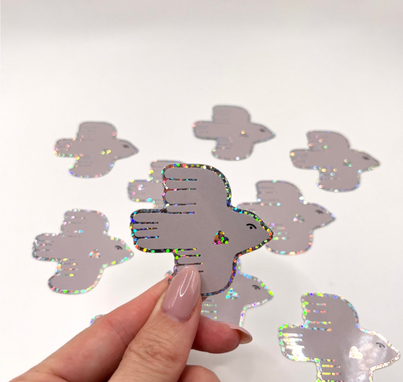 Karin Lena Schmid - Sticker "Vogel mit Glitzerherz" (5 Stück)