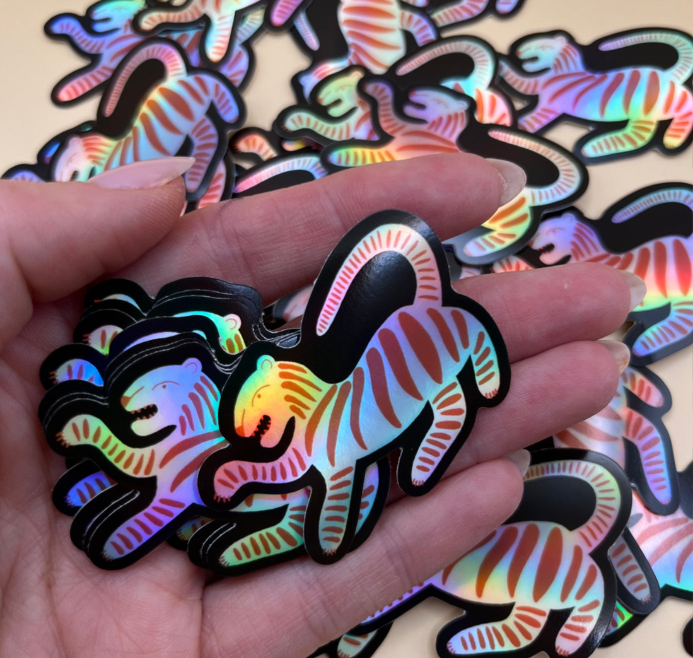 Karin Lena Schmid - Holografischer Sticker ‚Tiger‘ (5 Stück)