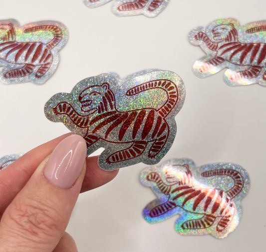 Karin Lena Schmid - Sticker "Glitzer Tiger " (5 Stück)
