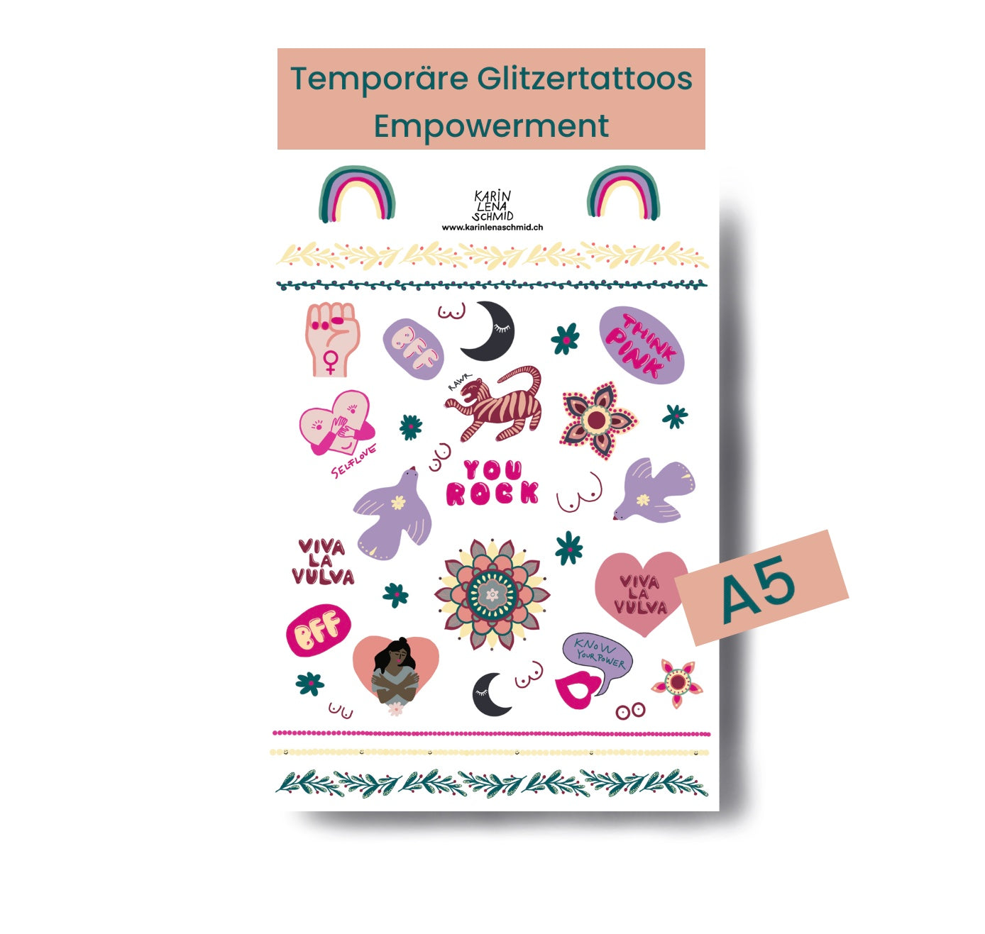 Karin Lena Schmid - Temporäre Tattoos "Empowerment" (5 Stück)