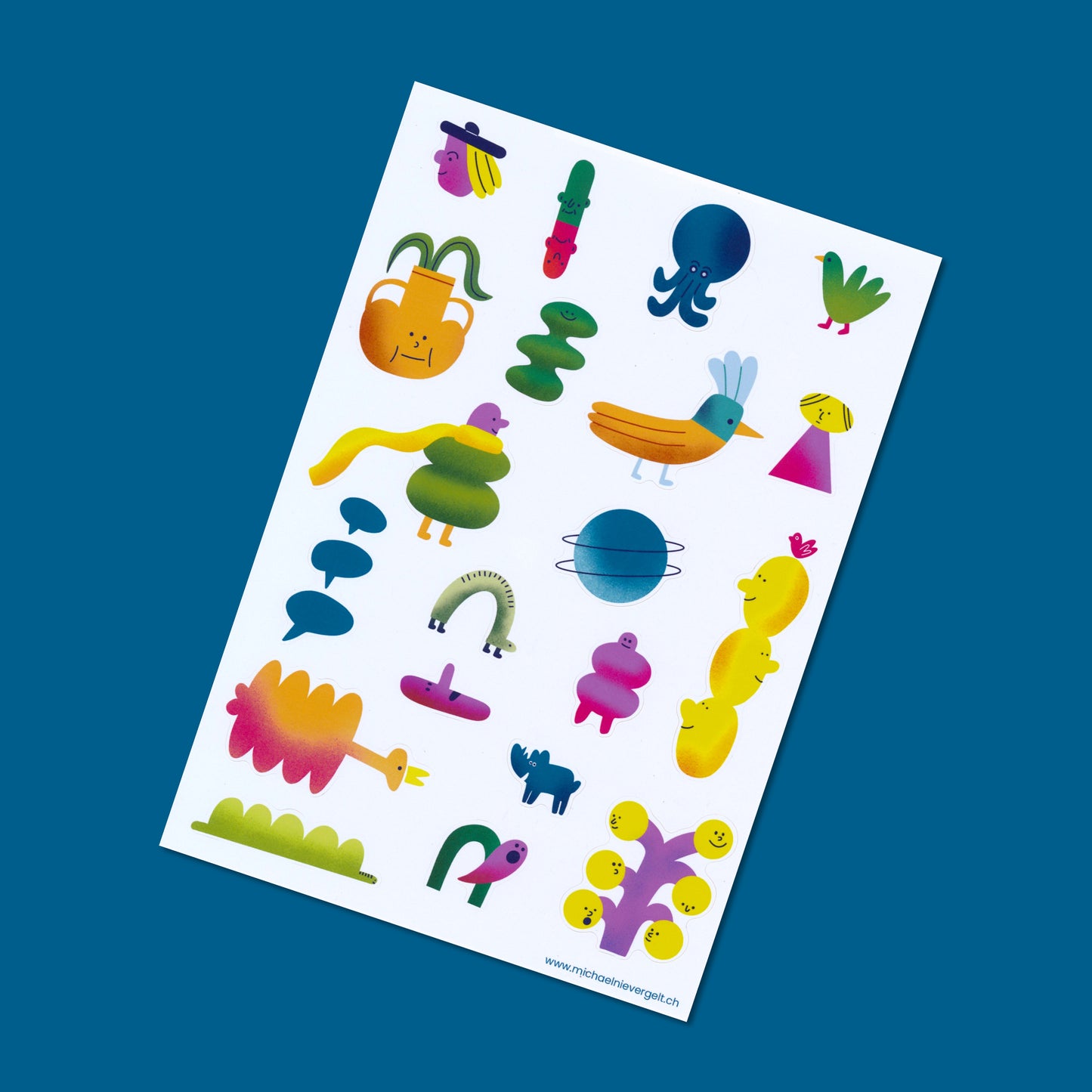 Michael Nievergelt - Stickerbogen "Lustige Figuren" (5 Stück)