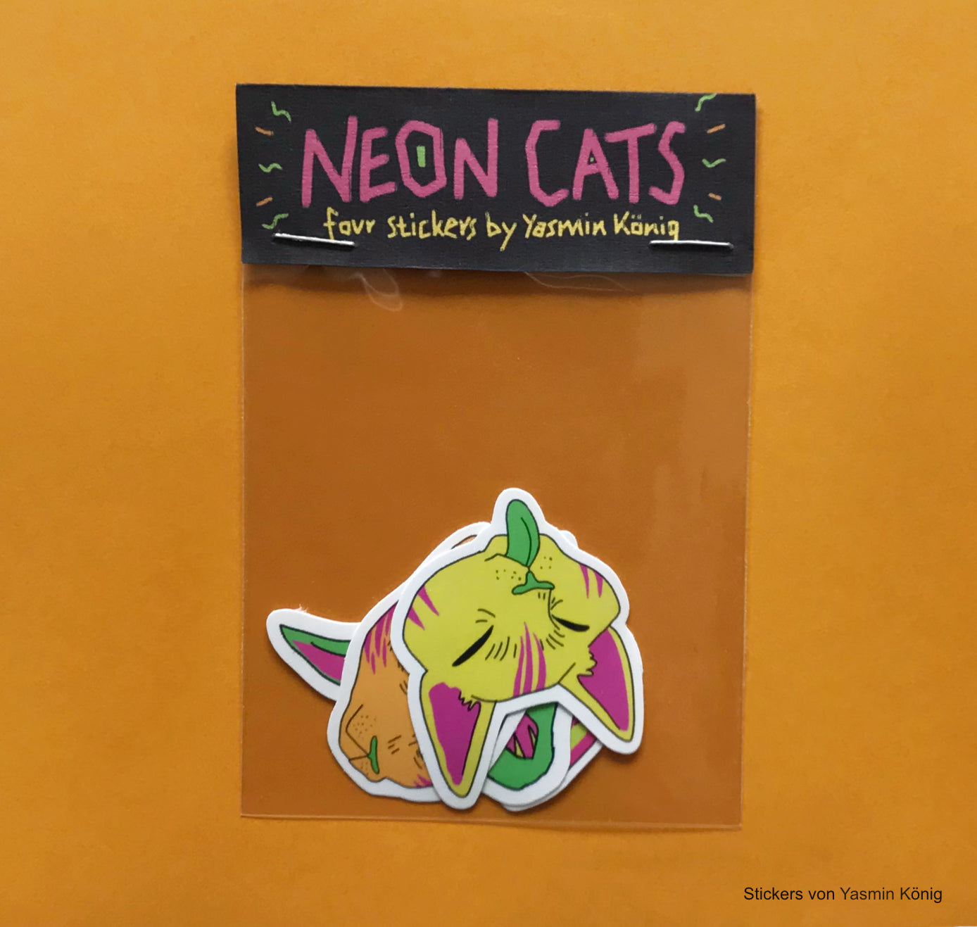 Yasmin König - Vinyl Sticker Set  "Neon Cats" (5 Stück)