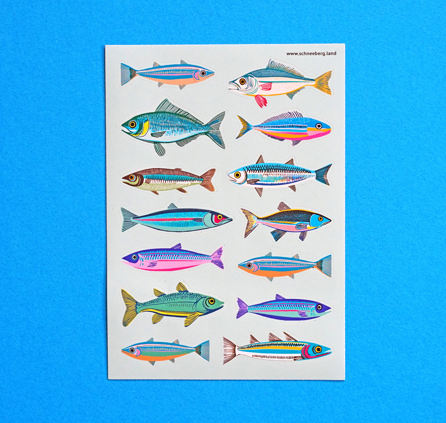 Anna-Lisa Schneeberger - Stickerbogen "14 Fische" (5 Stück)