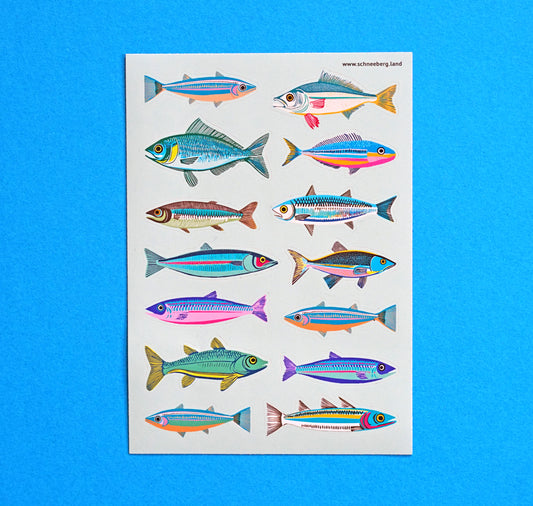 Anna-Lisa Schneeberger - Stickerbogen "14 Fische" (5 Stück)